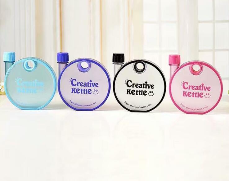 Creative Circular Flat Shape Plastic Water Bottle