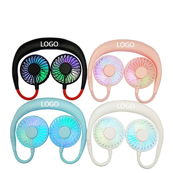 Neckband Fan with USB Charging and LED Light