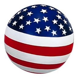 Round stress ball with US flag painting